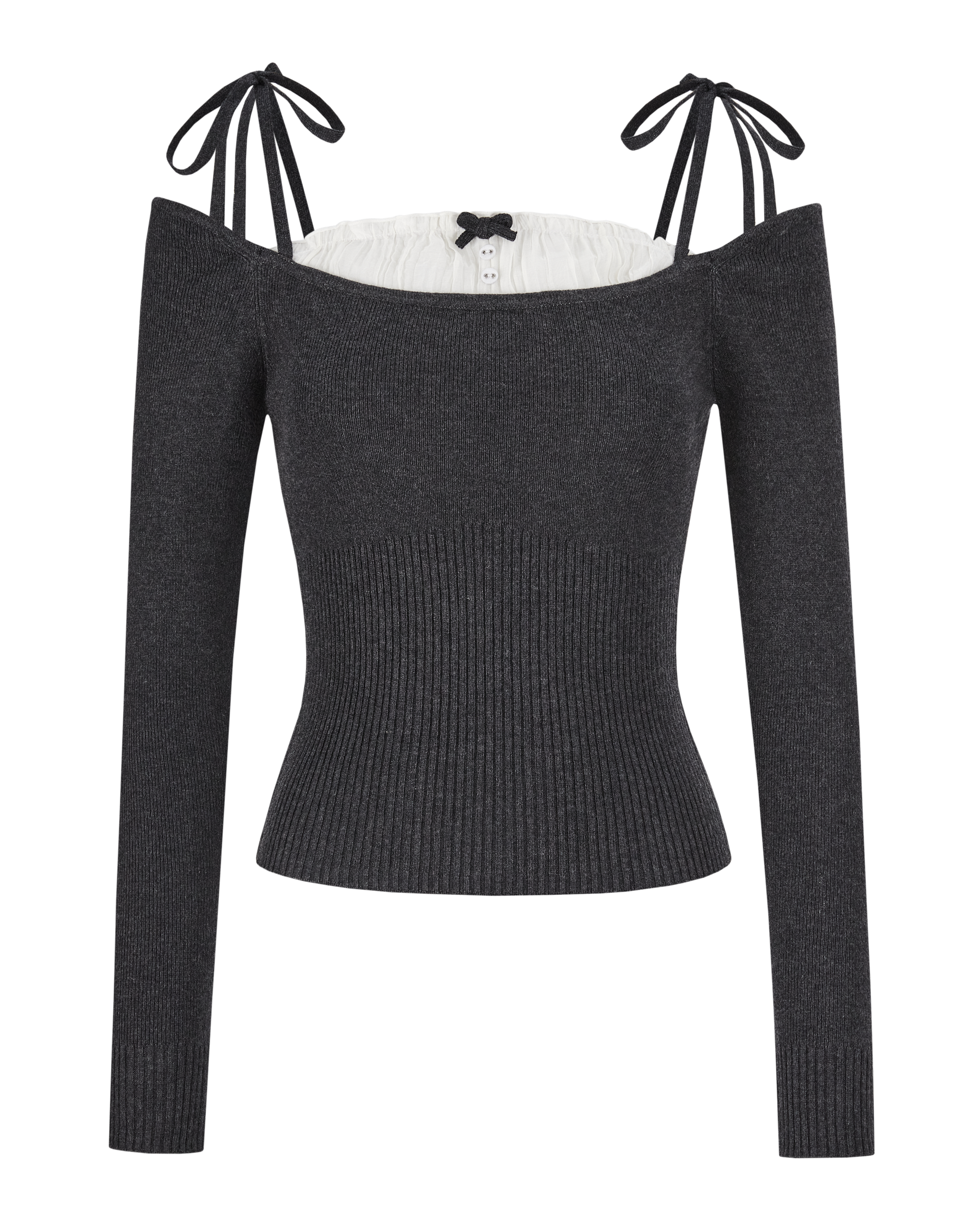 トップス ANDWANG Heritage Ribbon Docking Knit Set Heritage Ribbon Knit