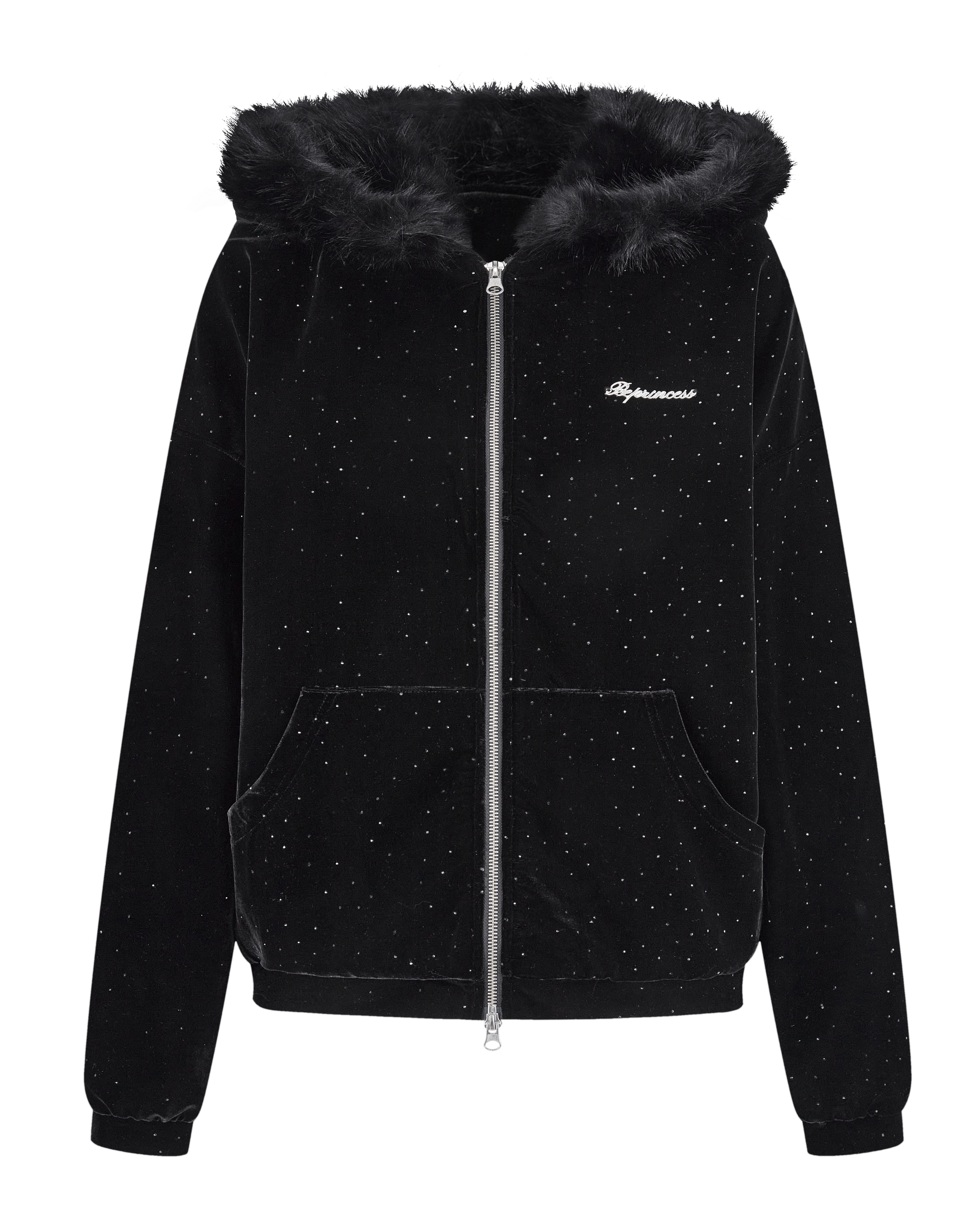 andwang kirakira suger zip up ブラック 受注販売:11月上旬配送) KIRAKIRA suger Velour zip up