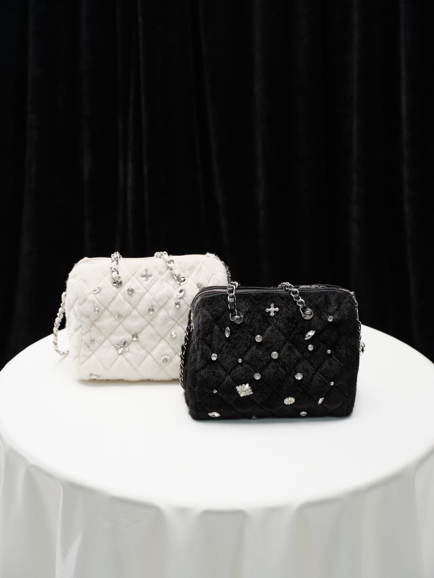 Jewel Fur Quilted Bag