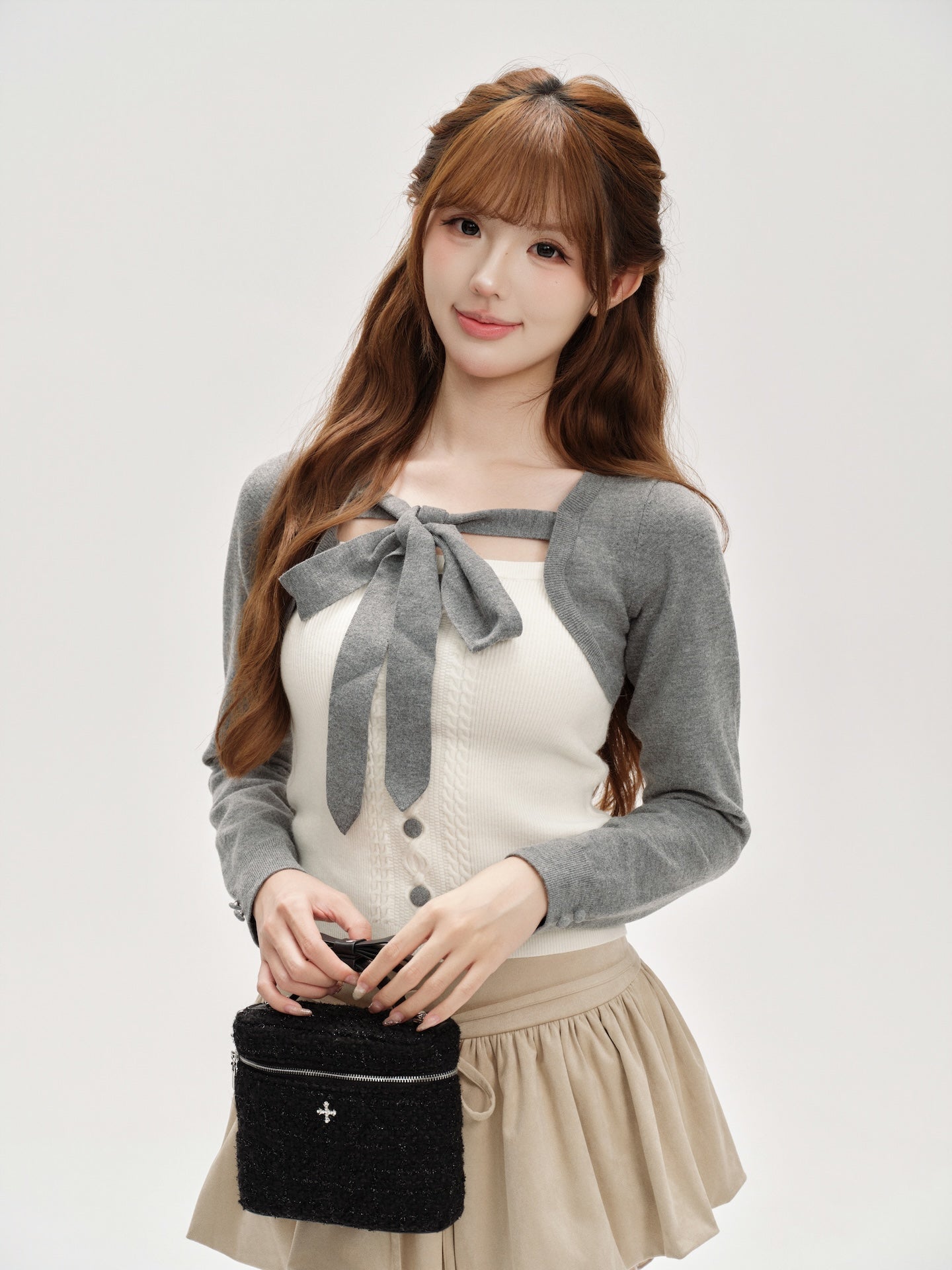 【新品未使用】andwang Coquette Ribbon Knit Top Layered Like Ribbon Knit
