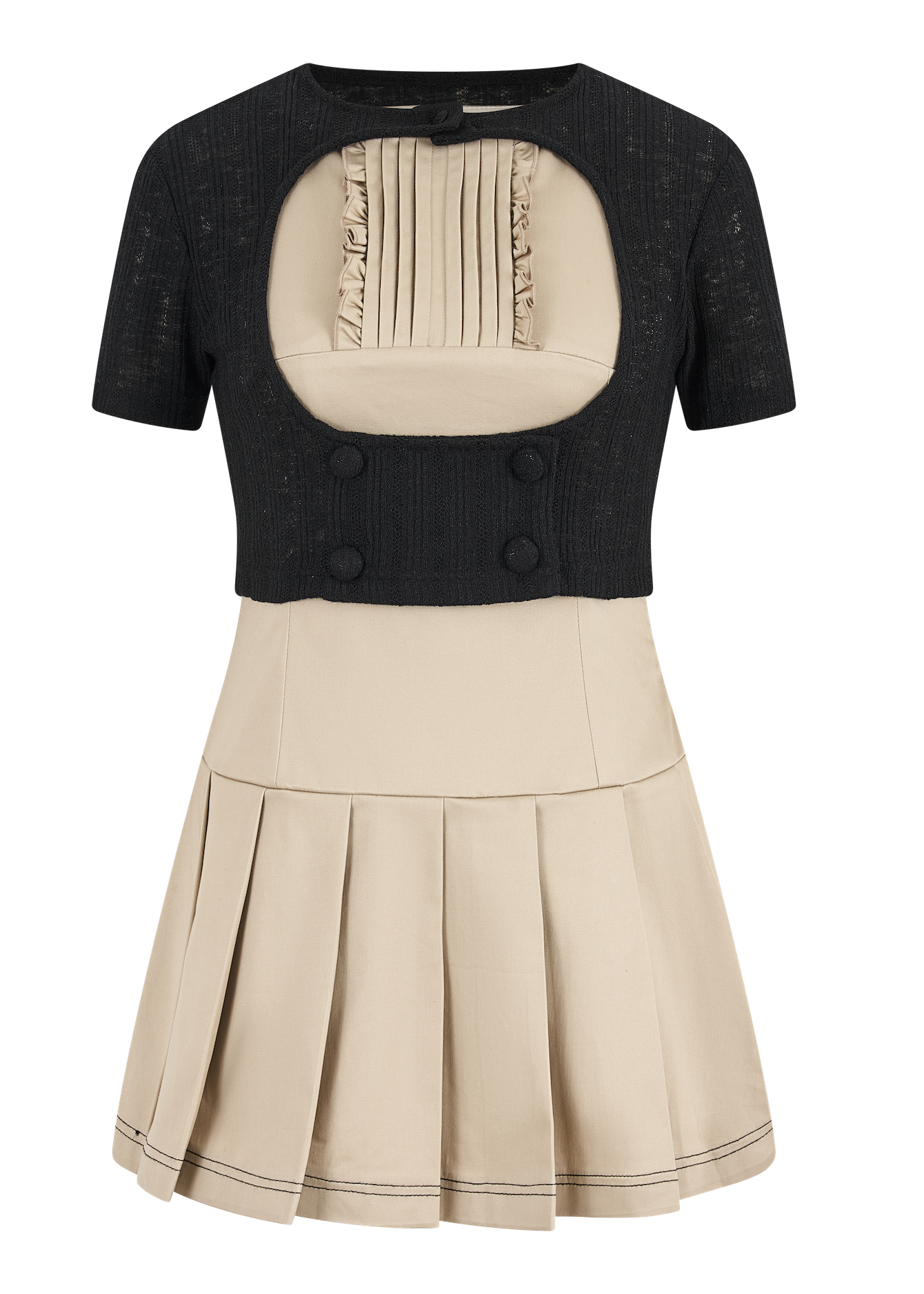 Airy Knit Pleated Dress Set