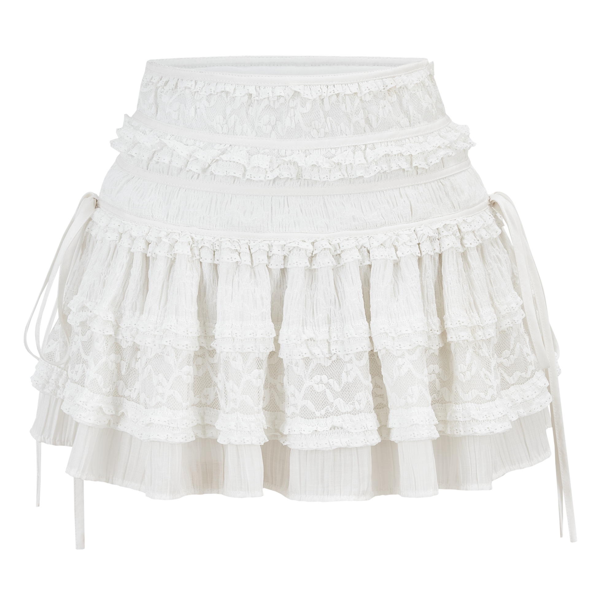 Ribbon Frill Shirring Skirt