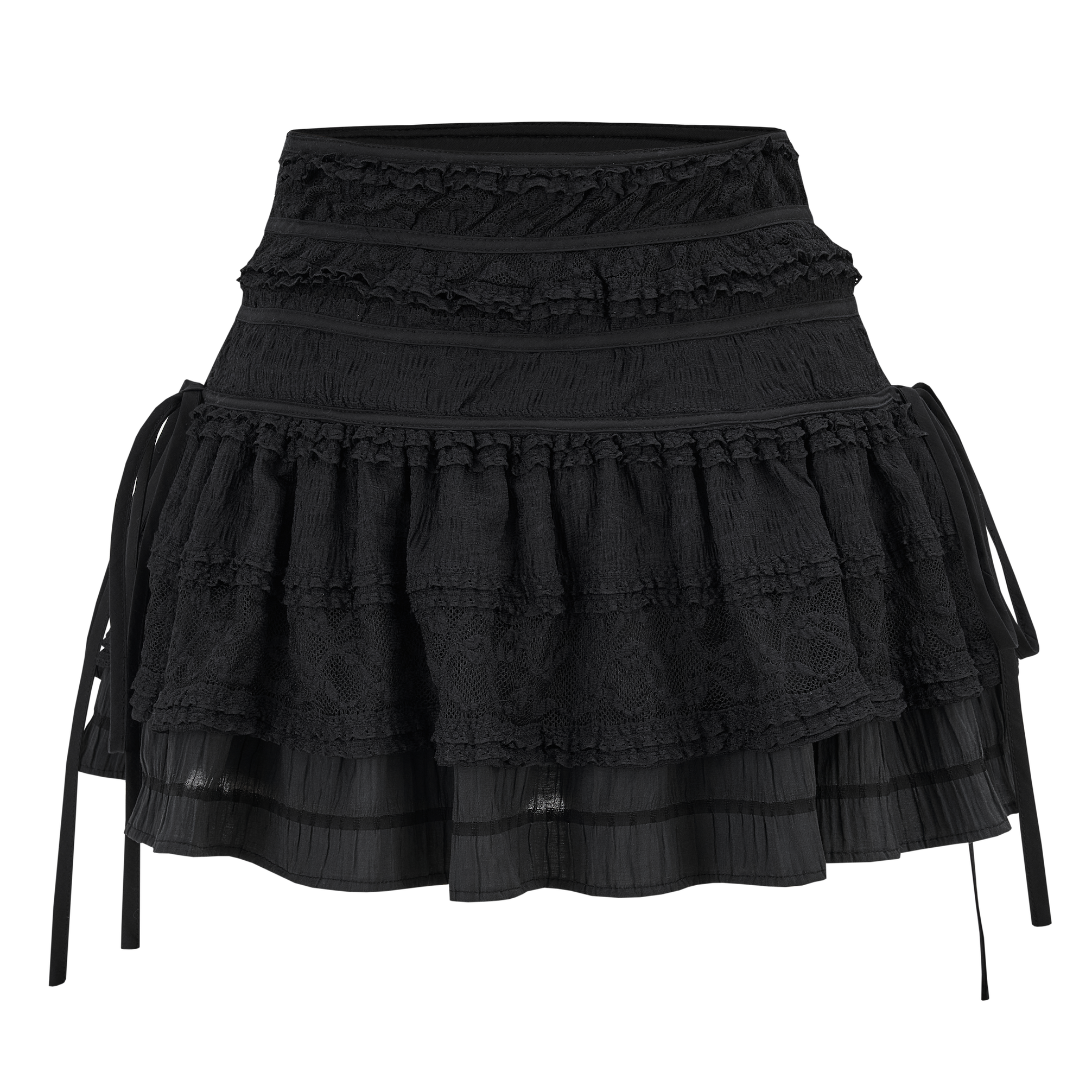Ribbon Frill Shirring Skirt