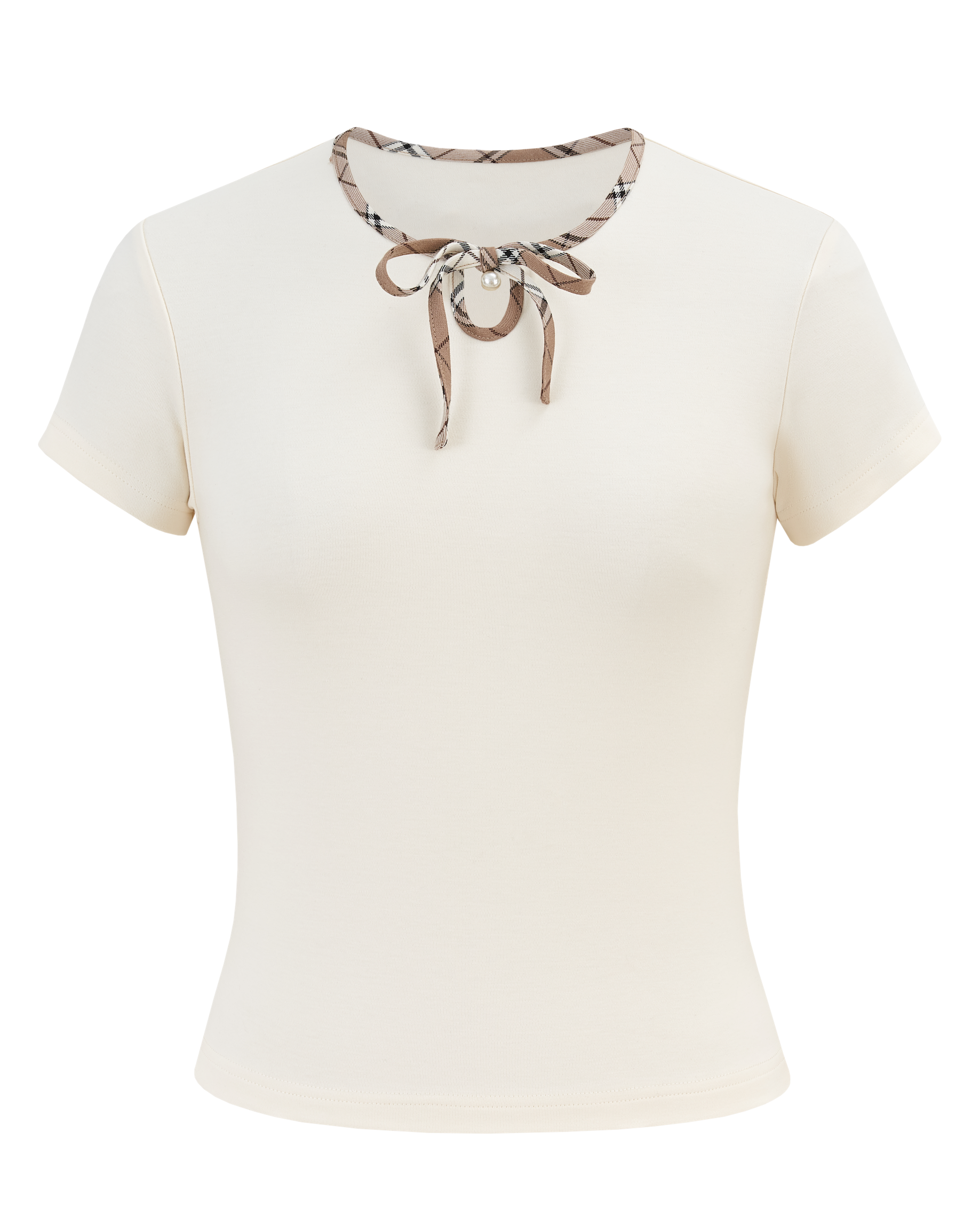 Trim Check Ribbon Tee