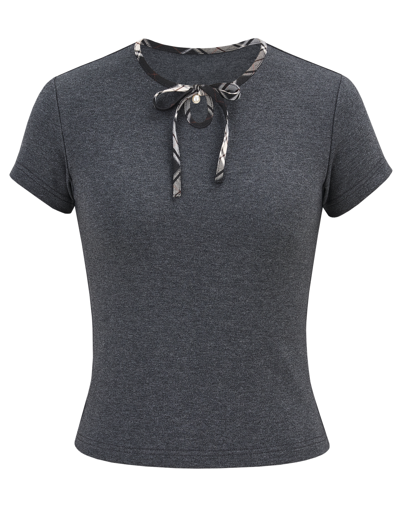 Trim Check Ribbon Tee