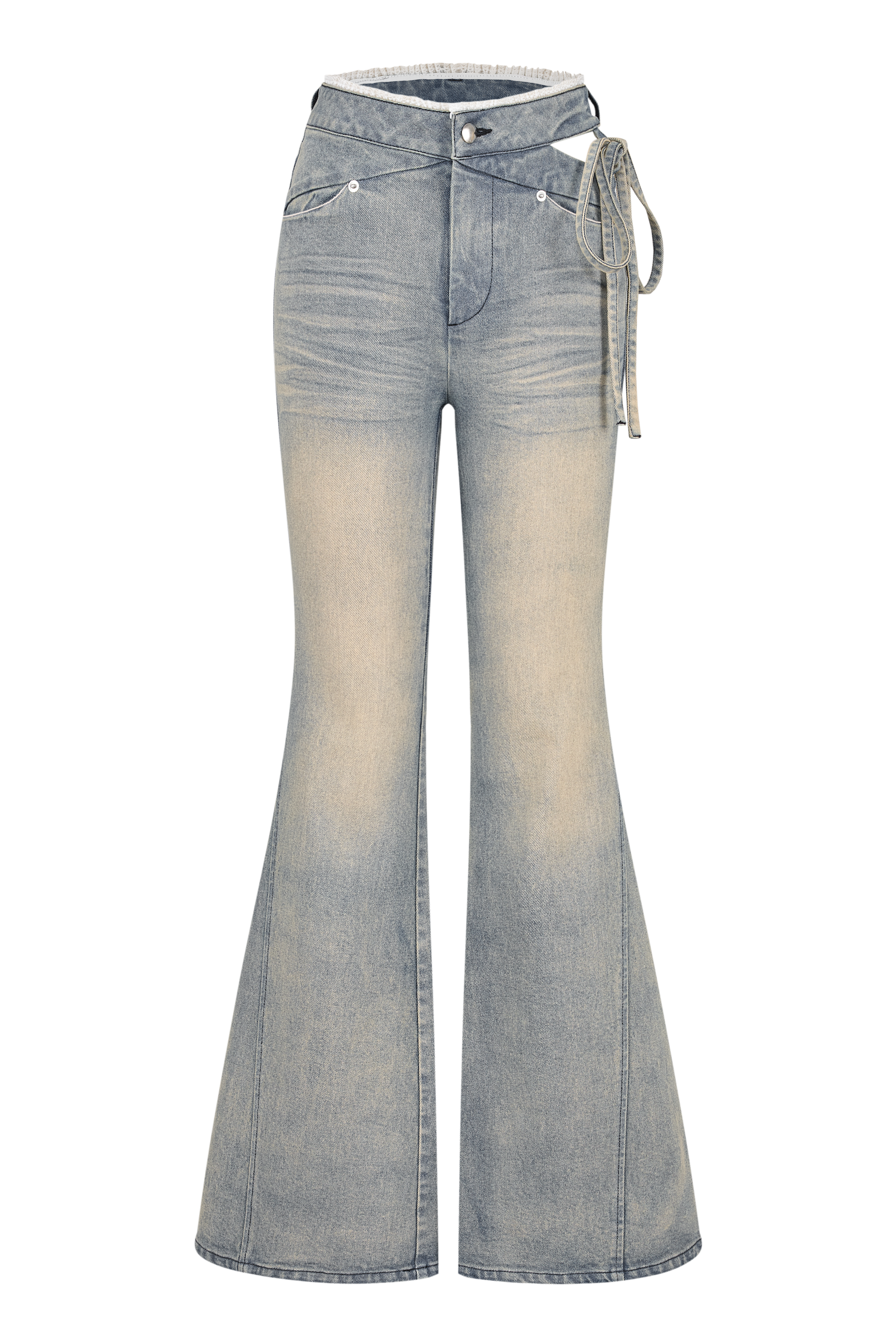 【最終値下げ】andwang CutOut Ribbon Flare Denim NEW