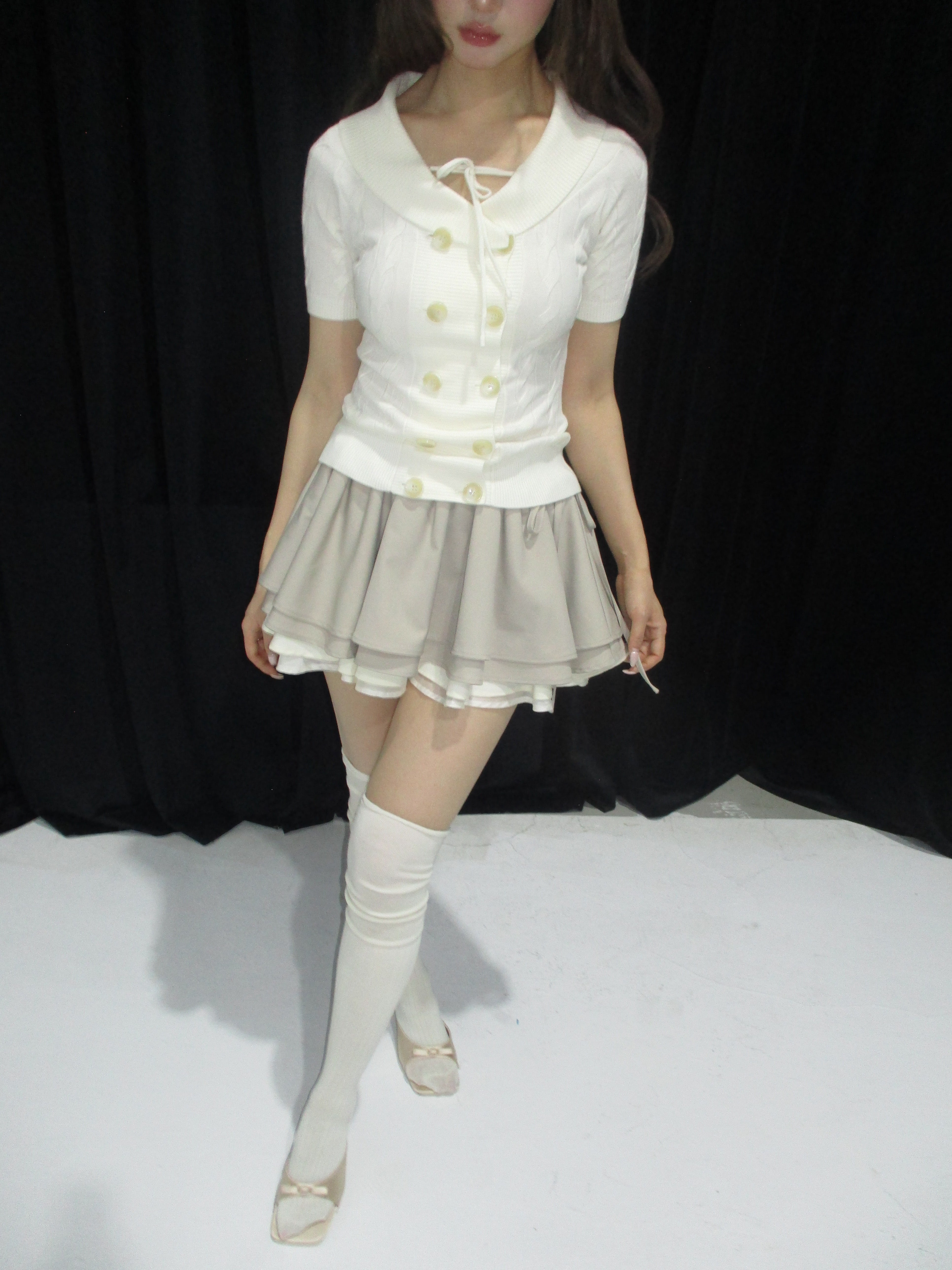 Sculpted Ribbon Flare Skirt