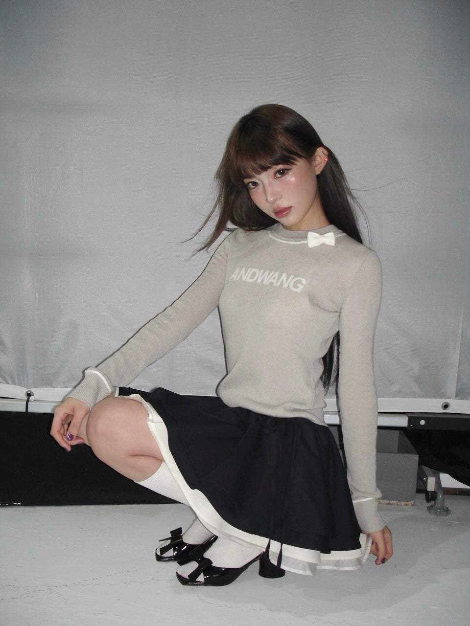 Sculpted Ribbon Flare Skirt