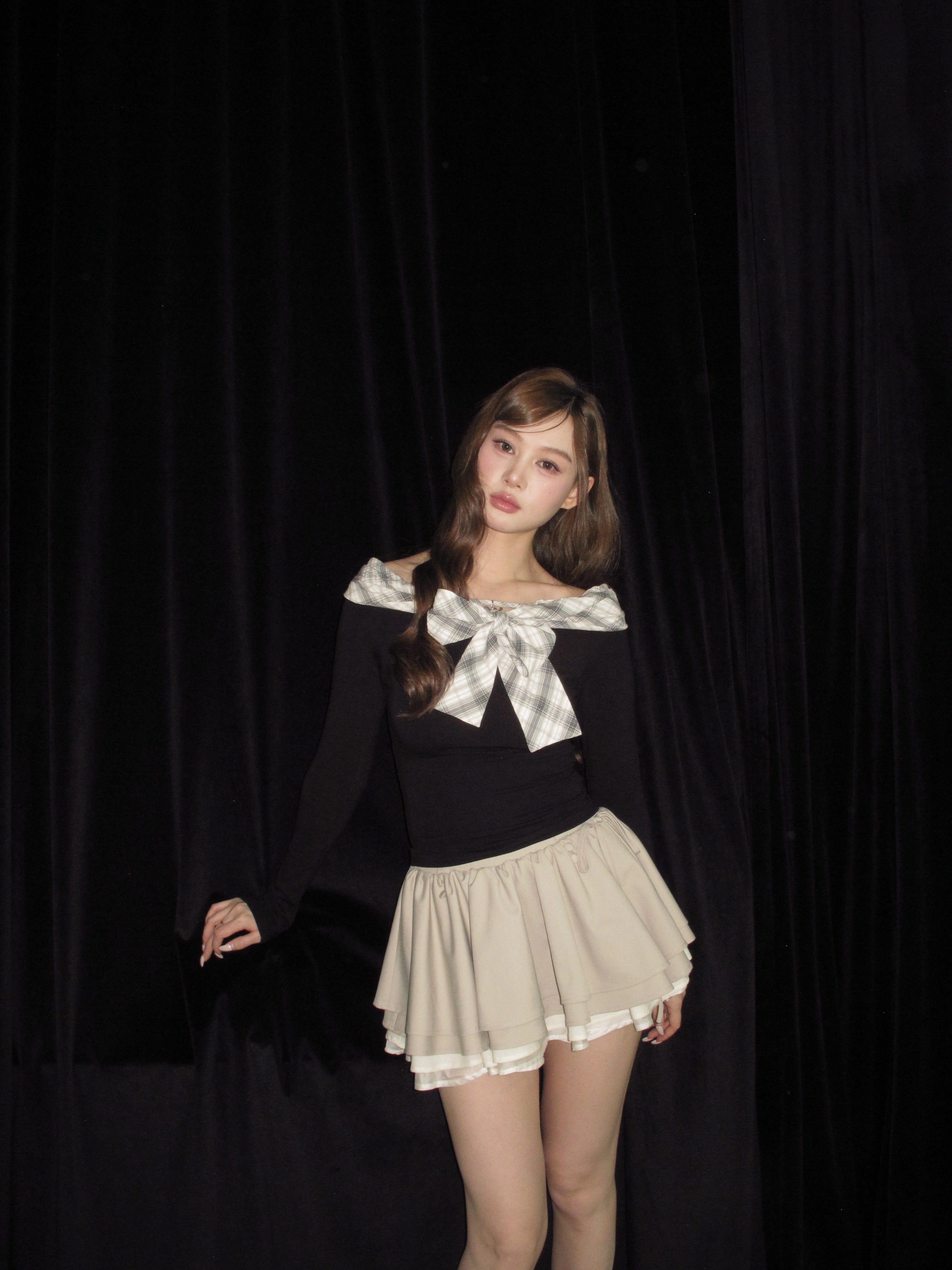 Sculpted Ribbon Flare Skirt