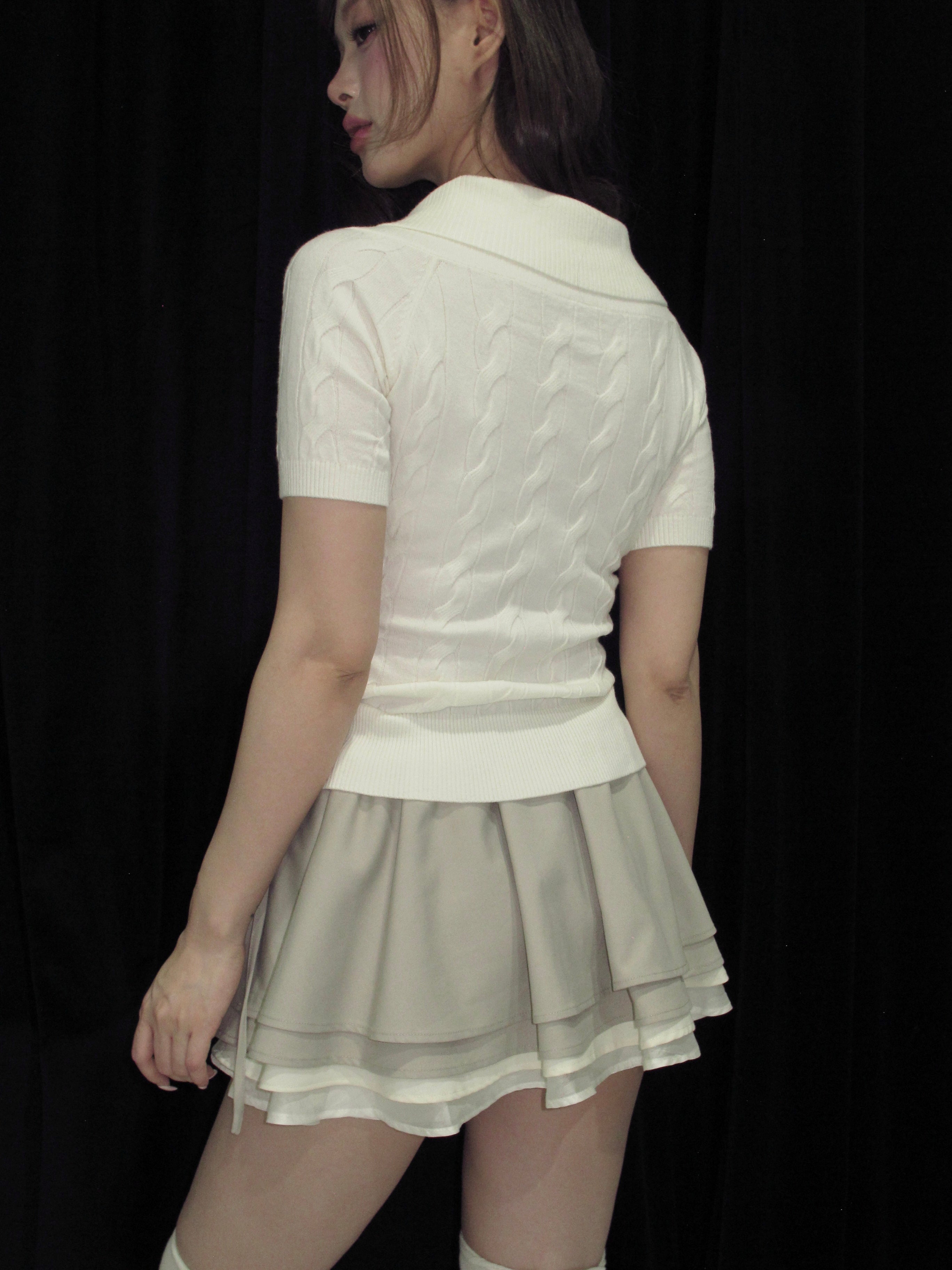 Sculpted Ribbon Flare Skirt