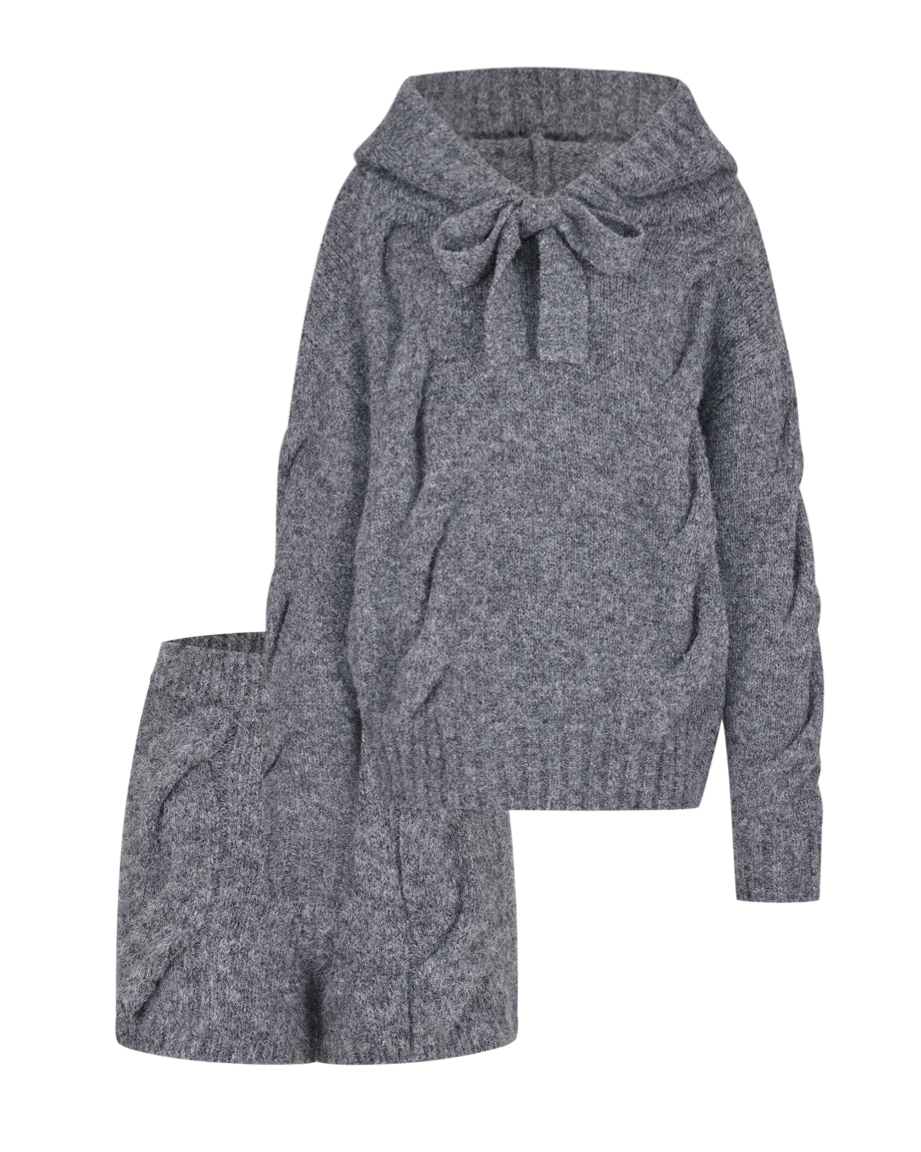 Ribbon Off-Shoulder Knit Set