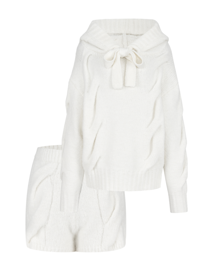 Ribbon Off-Shoulder Knit Set