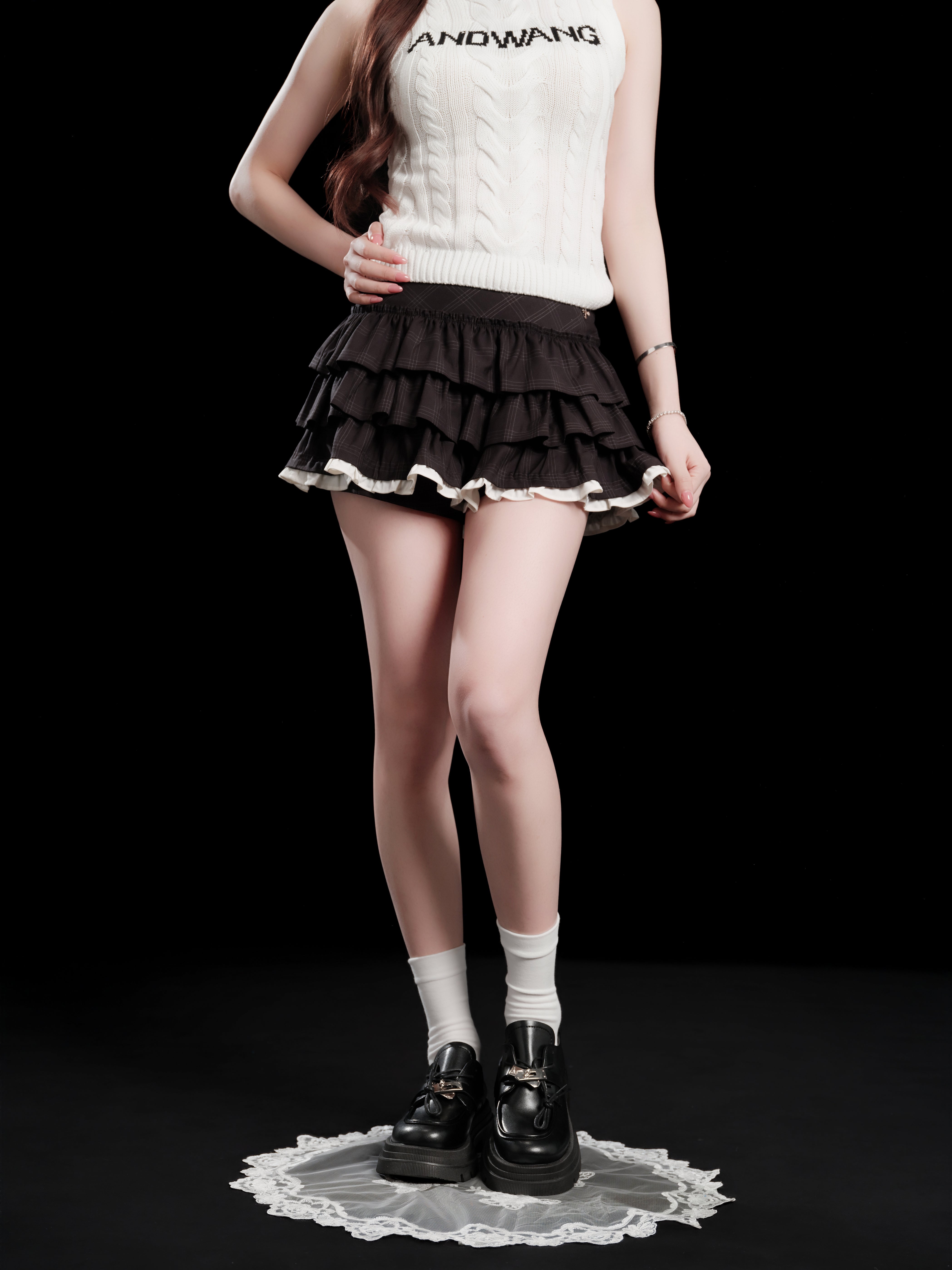スカート ANDWANG Charm Frill Culotte Mini Skirt Charm Frill Culotte Mini Skirt