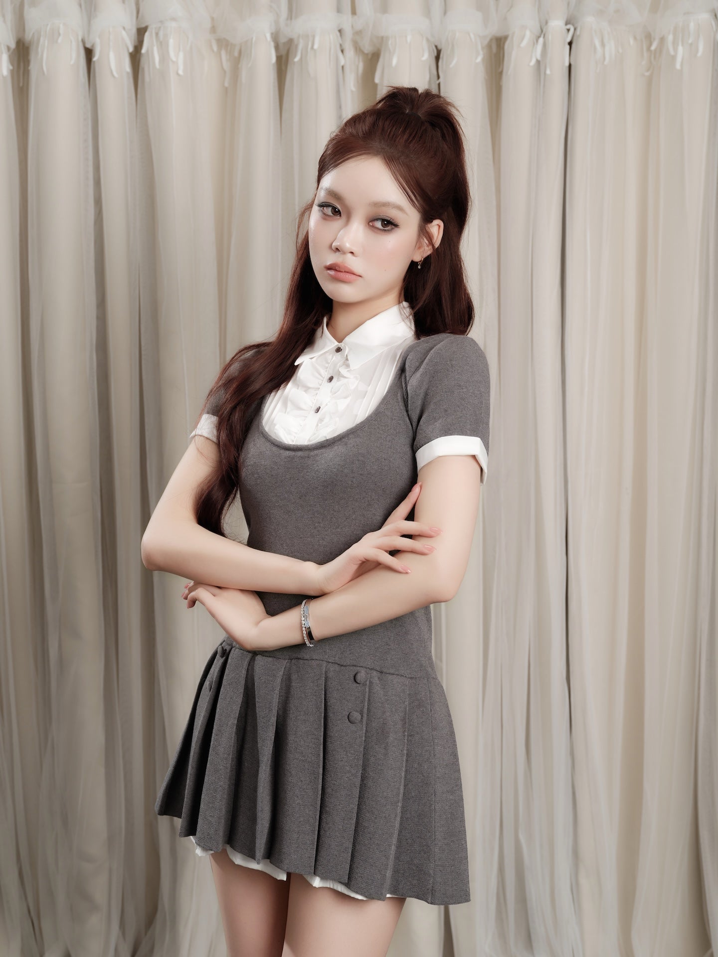Grace Pleated Docking Mini Dress