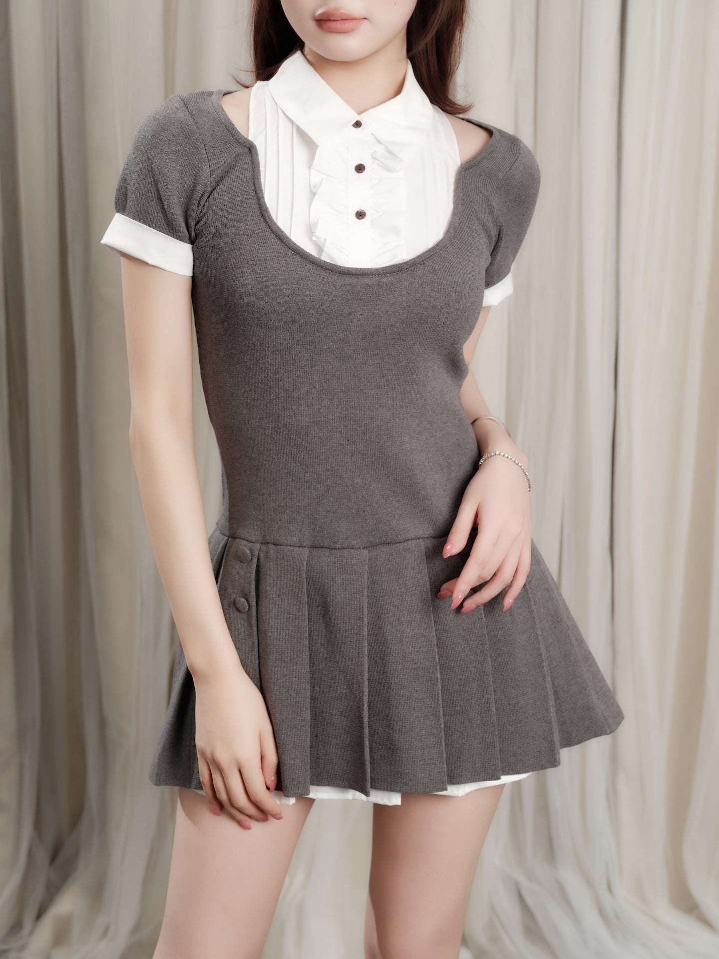 Grace Pleated Docking Mini Dress