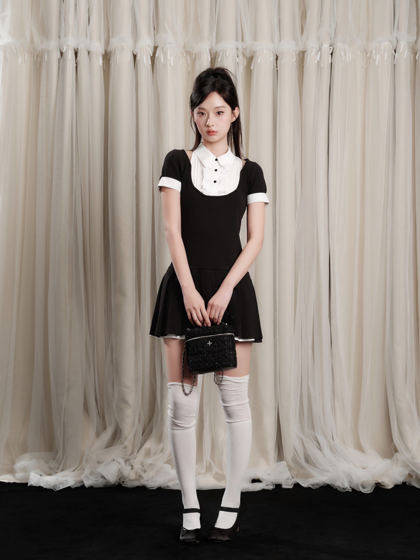ワンピース ANDWANG Grace Pleated Docking Mini Dress Grace Pleated Docking Mini Dress