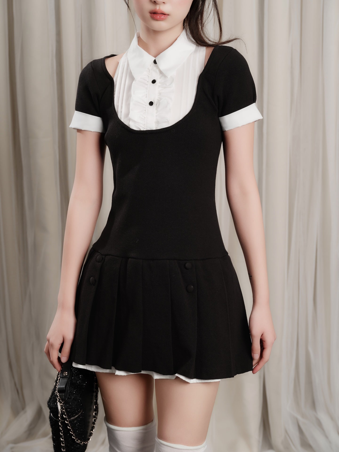 Grace Pleated Docking Mini Dress