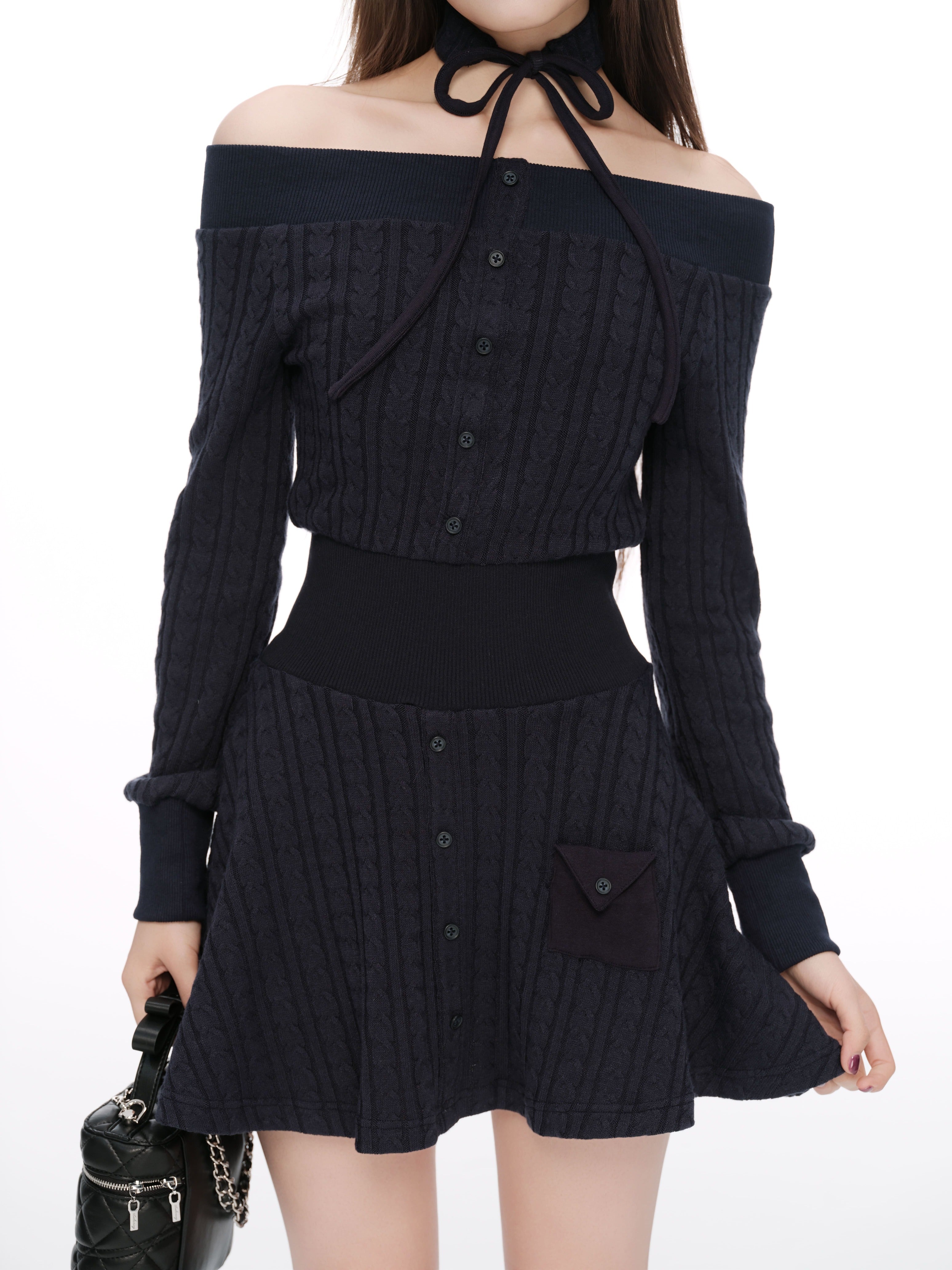 Contour Choker Rib Knit Dress