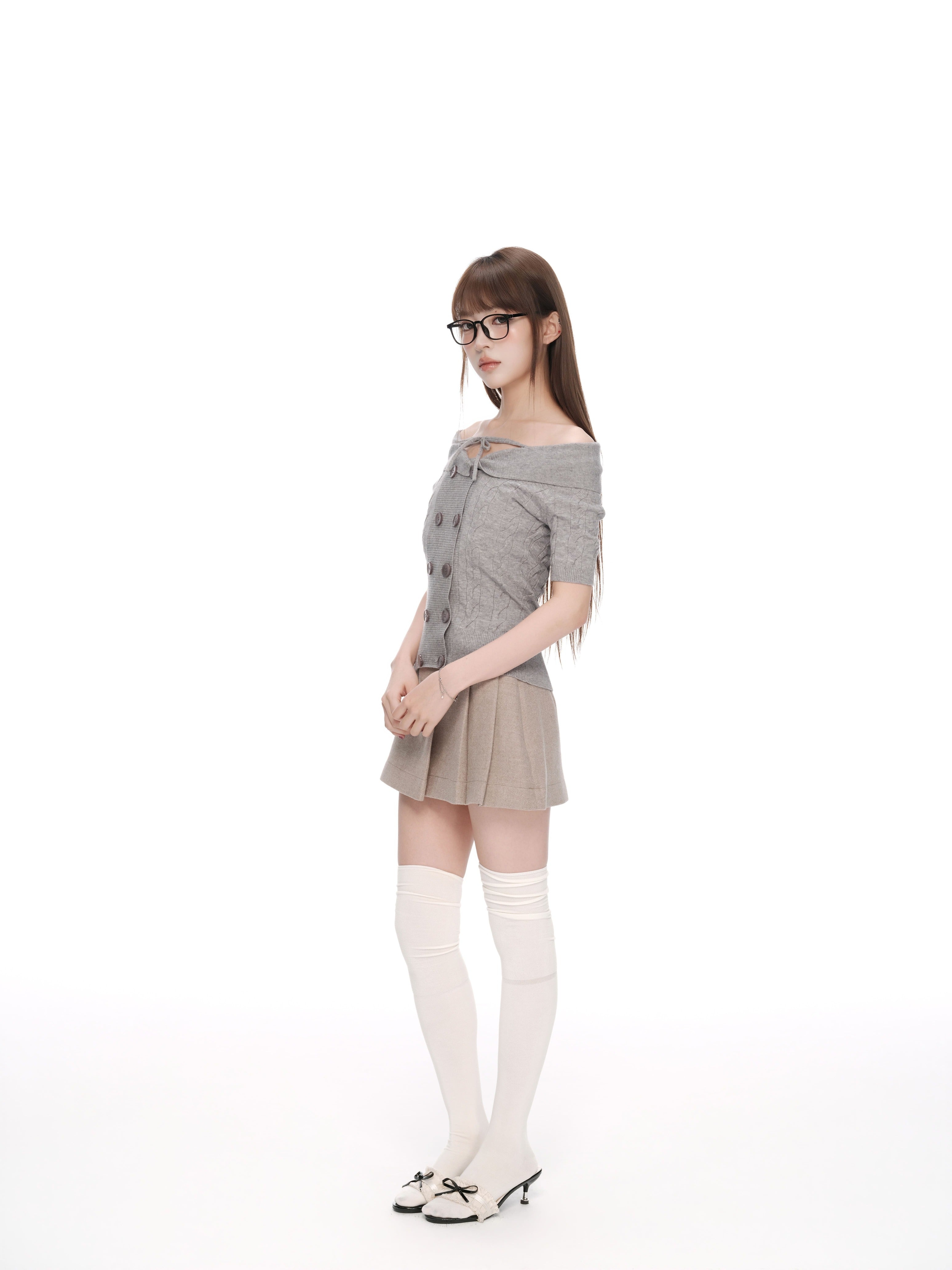 トップス ANDWANG Contour Button Off-Shoulder Knit Contour Button Off-Shoulder Knit