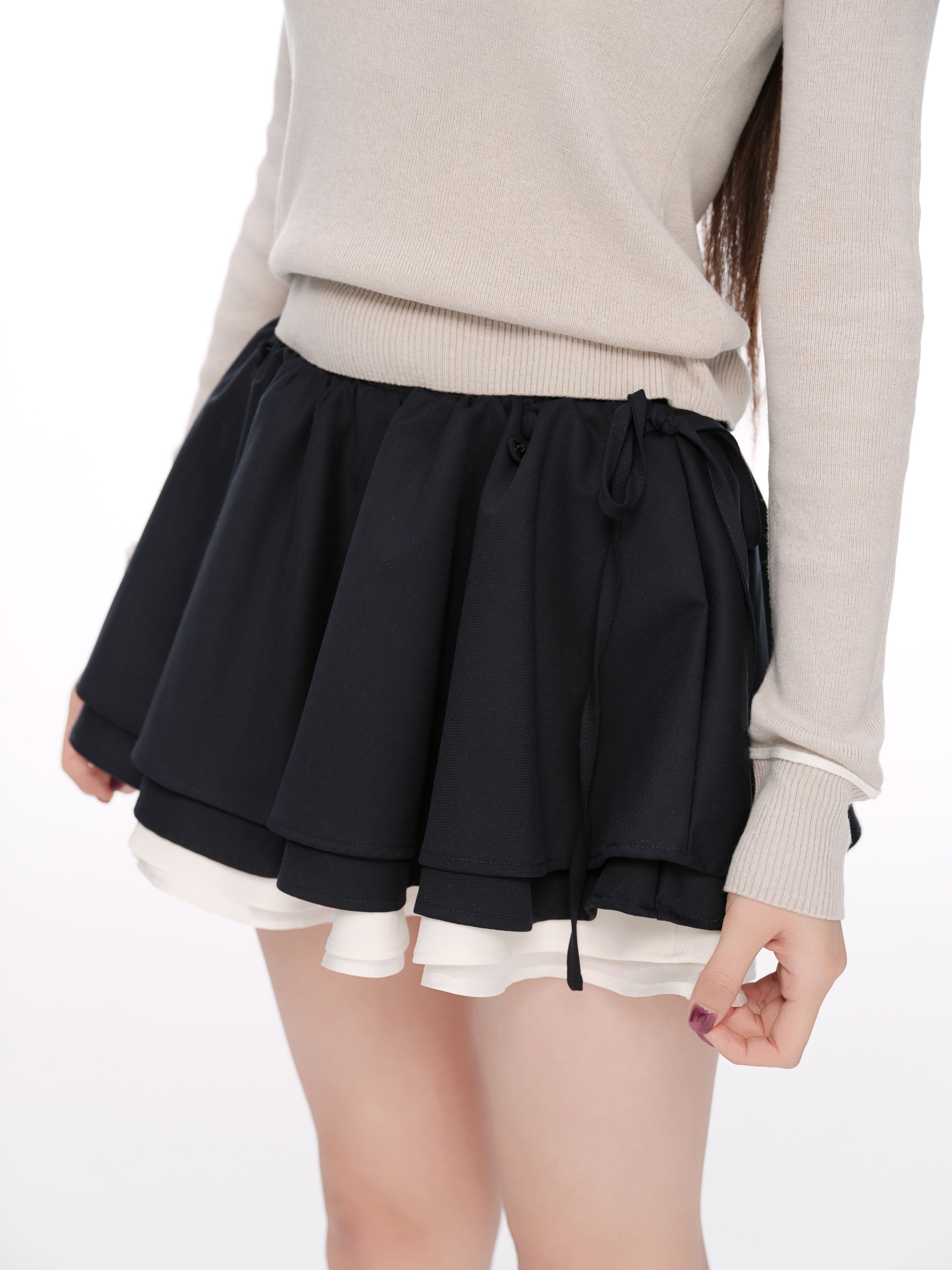 Sculpted Ribbon Flare Skirt