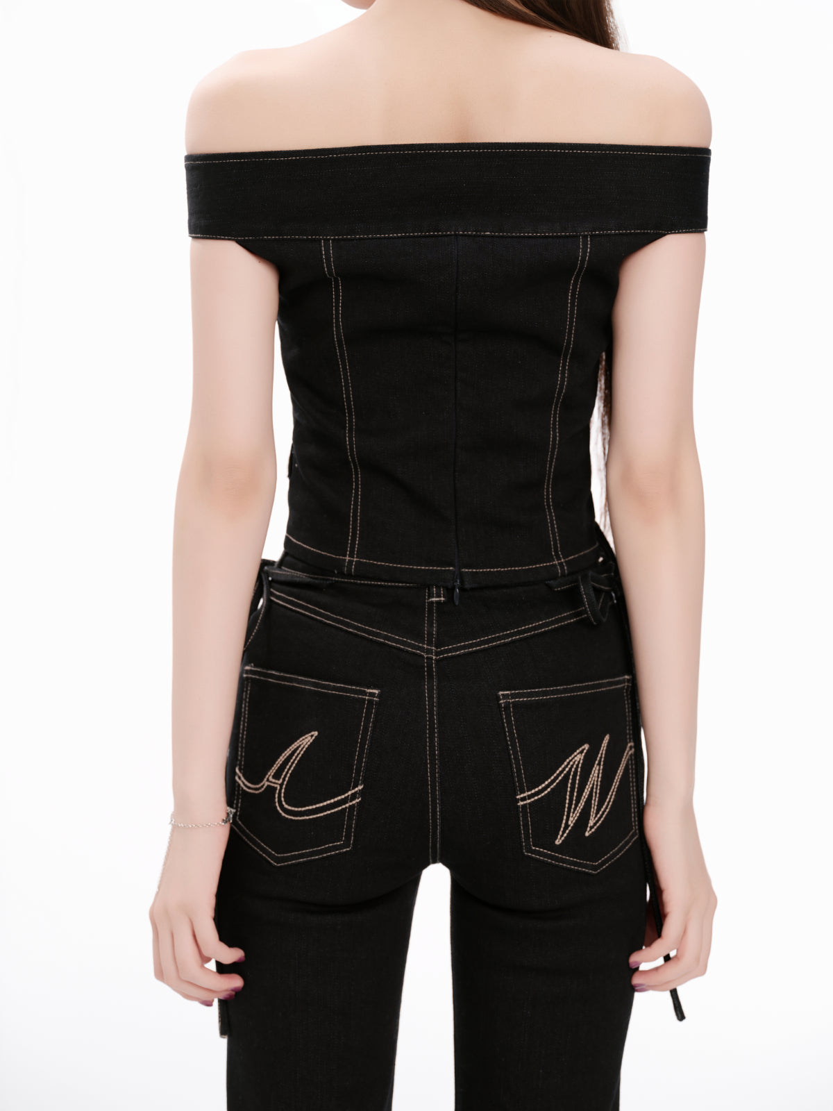 Shoulder-Line Denim Tops