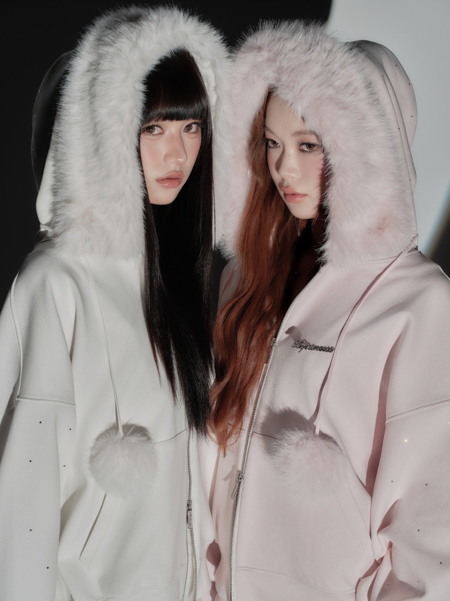 ジャケット・アウター andwang kirakira 2way fur zip up (white) Kirakira Fur Zip Up
